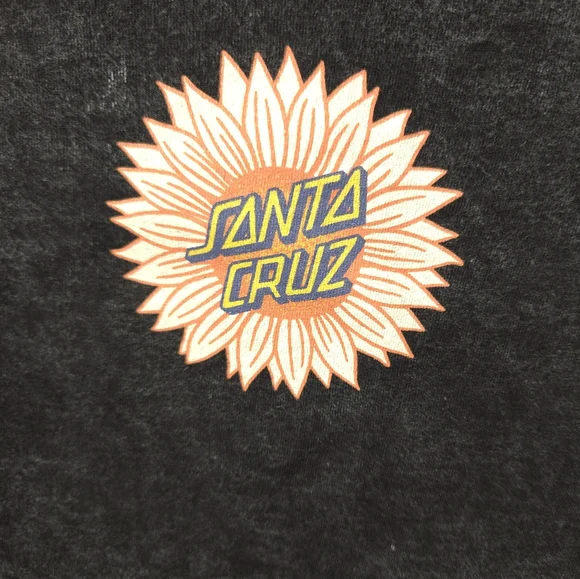 SANTA CRUZ Skateboards Sunflower Dot Black Acid Washed Graphic Tee Womens Size M - Picture 9 of 10